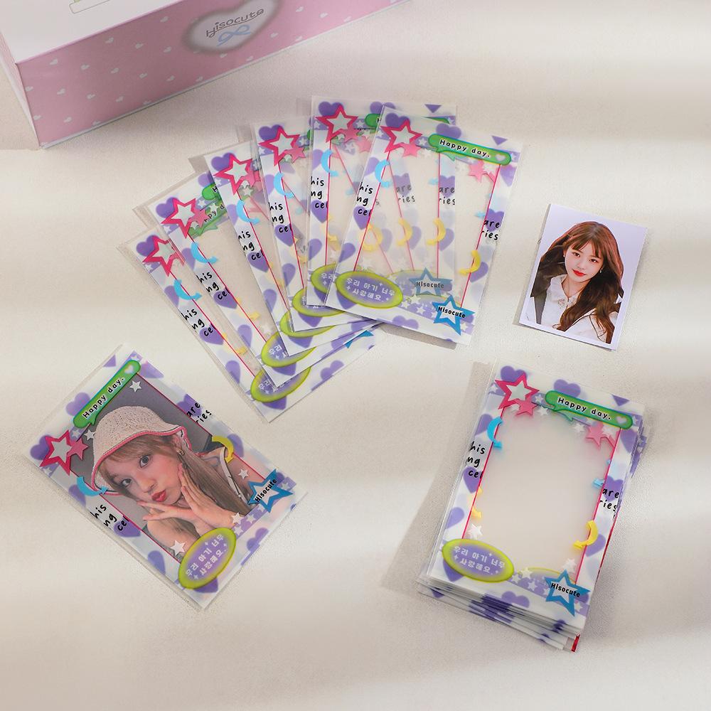MINKYS 20pcs/pack Pack Kawai 3 Inch Kpop Photocard Frame Photo Decorative PP Sleeves Bag School Stationery