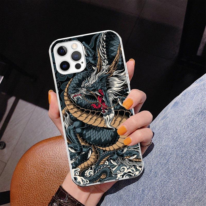 Asian Dragons Animal Tattoo Phnoe Case for Iphone 17 Air 16 11 12 13 Mini 14 Plus 15 Pro Max 7 8E SE 2020 16ProMax Phone Cover C