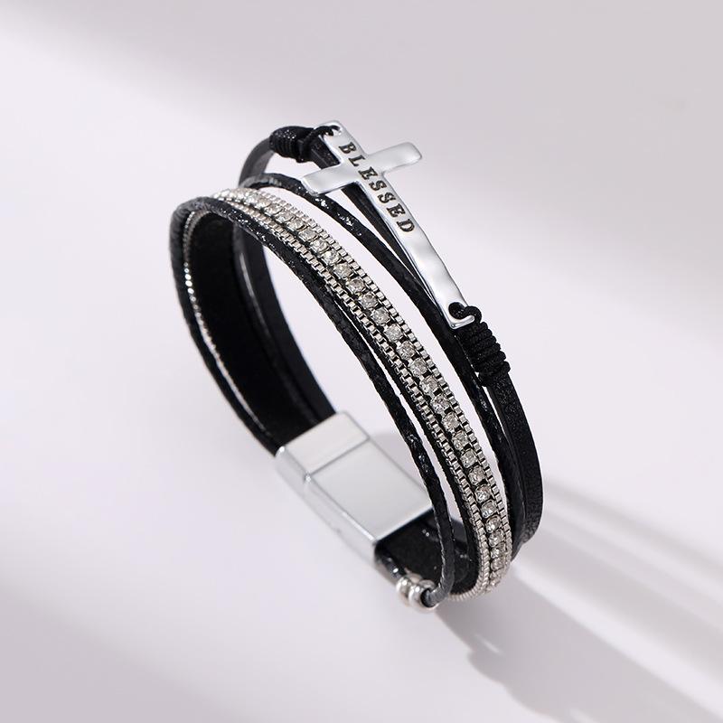 Jewelry Bohemian hand-woven cross bracelet light luxury micro-magnetic buckle bracelet