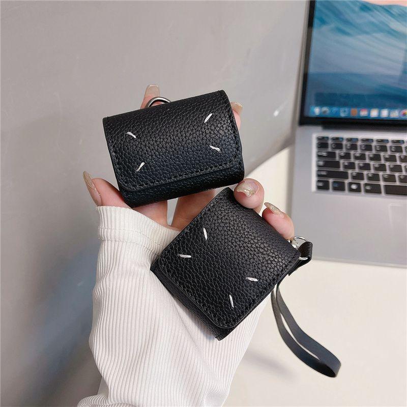 

to 1/2 Generation Apple Wireless Bluetooth Protective Case New Arrival Pro2 Drop-Resistant Soft Case Airpods3 Female 5 Generation Niche Style Airpods Pro/Pro2 Neutral Black Leather Bag