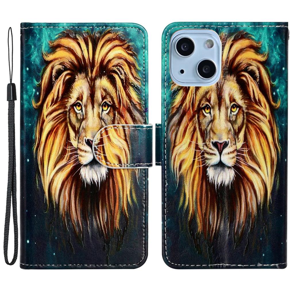 Pattern Printing Leather Wallet Phone Case for iPhone 15,Drop-proof Phone Stand Cover