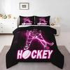 Red Ice Hockey Full Size Bedding Set Neon Green 3D Honeycomb Comforter SetPucks Gifts Sports for Boys Girls Kids Bedroom Decor