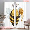 2pcs 2D Flat Printing Drapes Be Kind Honey Bee Fabric Without Electricity Festive Holiday Use for Bedroom Office Living Room