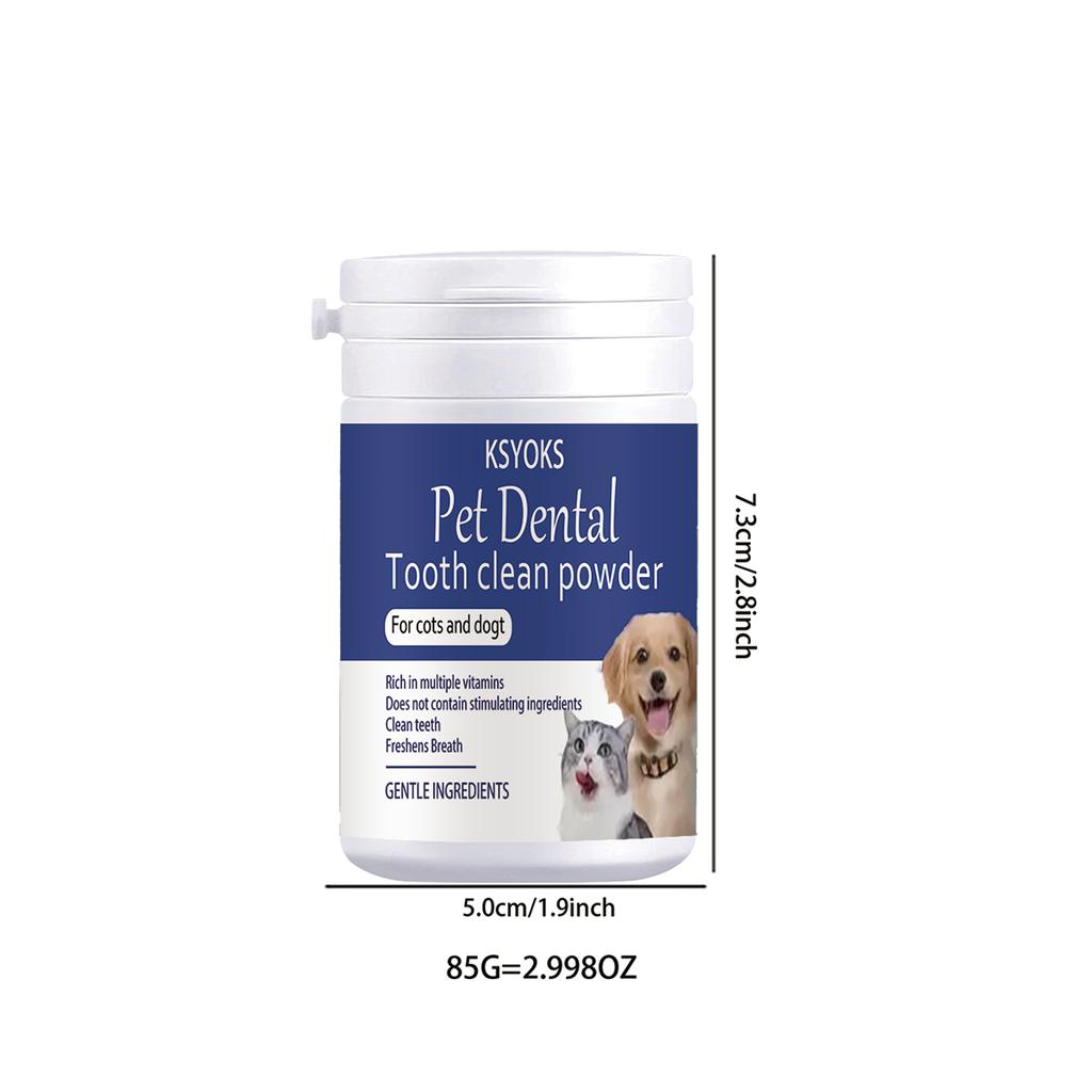 Pet tooth powder cleans teeth while refreshing breath, making interaction with furry children closer