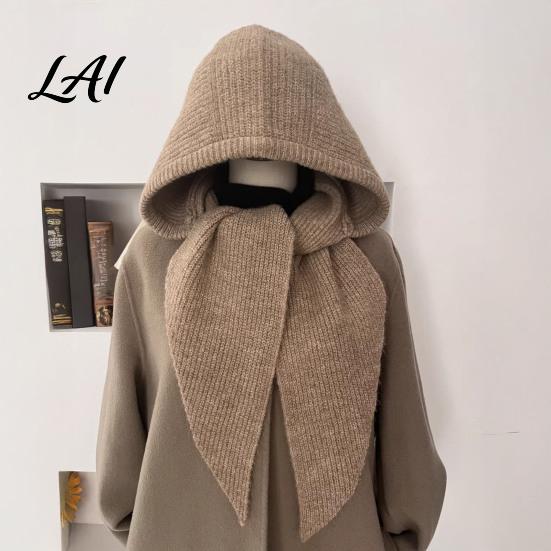 Cold Weather Hat Women Knit Hooded Scarf Hat Winter Pullover Balaclava Hood Hood Warm Ear Protection Skull Cap for Soft