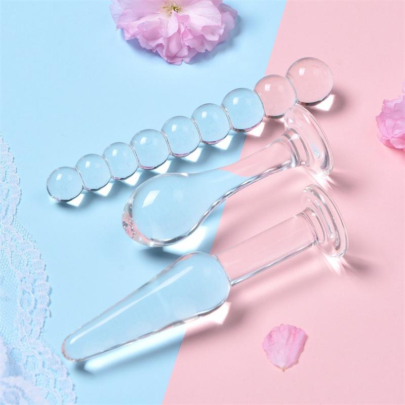 1Pcs Crystal Clear Glass Dildo Anal Beads Plug G-spot Stimulation Female Masturbation Adult Sex Toys for Lesbian