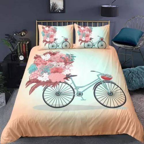 

Comforter Flower Bicycle Bedding Decoration Gift First Choice Suitable For Children Boys Girls And Adults Soft And Breathable Comforter (quilt)-EU Single(135*200cm)3pcs