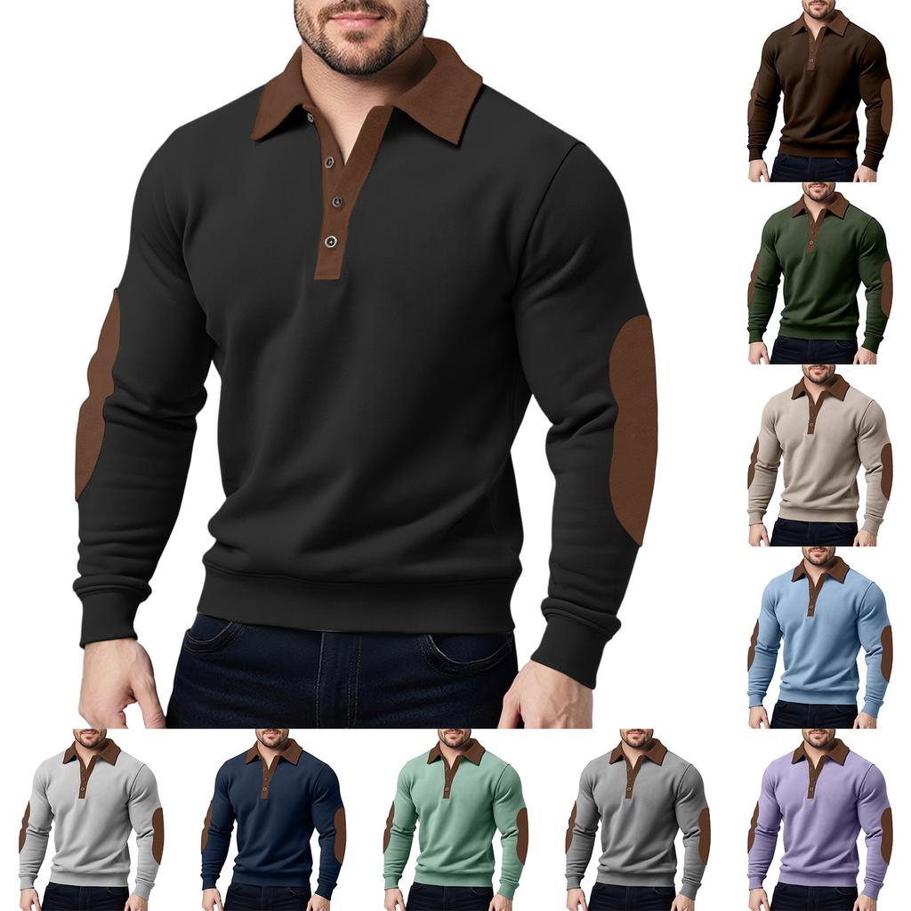Men'S Button Up Long Sleeved Fashionable Casual Sports Top