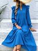 European and American New V Casual Fashion Ruffle Edge Solid Color Dress