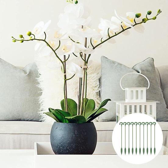 10Pcs Plant Support Stakes with Clips Amaryllis Plant Cage Support Garden Single Stem Flower Support Stake for Tomato Orchid Lily Peony Rose