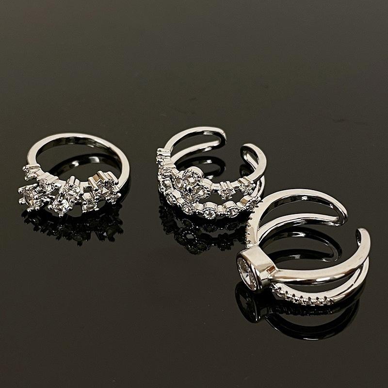 Light Luxury Four-Leaf Clover Zir*****Pen Ring Niche Design High Sense Fashion Exquisite Stacked Ring Woman