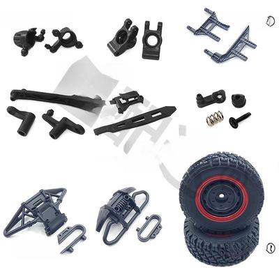 JJRC Q130 4WD Bigfoot Racing Off-Road Car Accessories: Tires, Front Bumper, Shell, and Pillar Assembly.