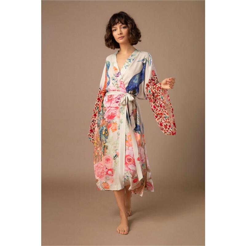 Women's Fashion Spring Fall Flower Pattern Print Long Sleeve V-Neck High Waist Casual Dresses