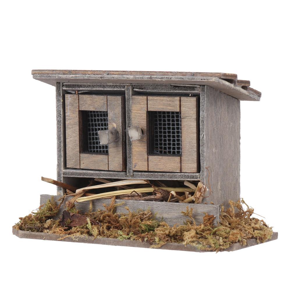 1/12 Scale Miniature Manger Figurine Wood Scene Model Dollhouse Well Latrine Fairy Garden Ornament Decoration