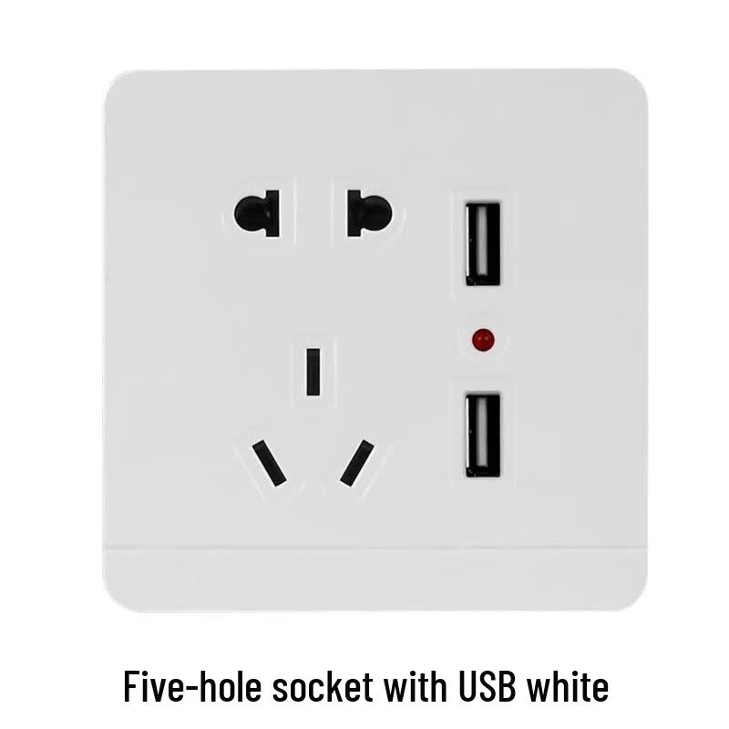 OPRLCC Dual USB Wall Socket with 5-Hole AC Outlet