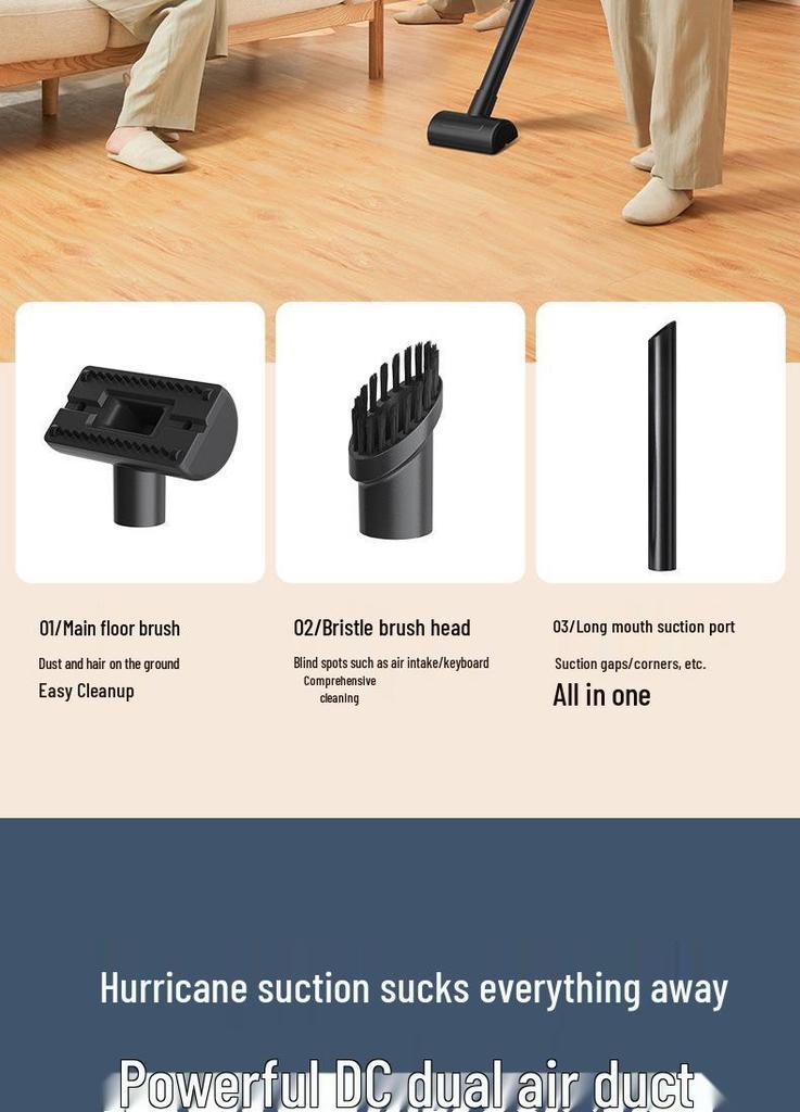 Portable Handheld High-Power Vacuum Cleaner with Wireless Charging and Strong Suction for Home and Car Use