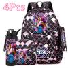 4Pcs/set Anime Cartoon Printed Backpack with Handbag Pencil Case 750Ml Water Bottler for Teenager Boy Girl Large Capacity Bookbag Schoolbag Mochila