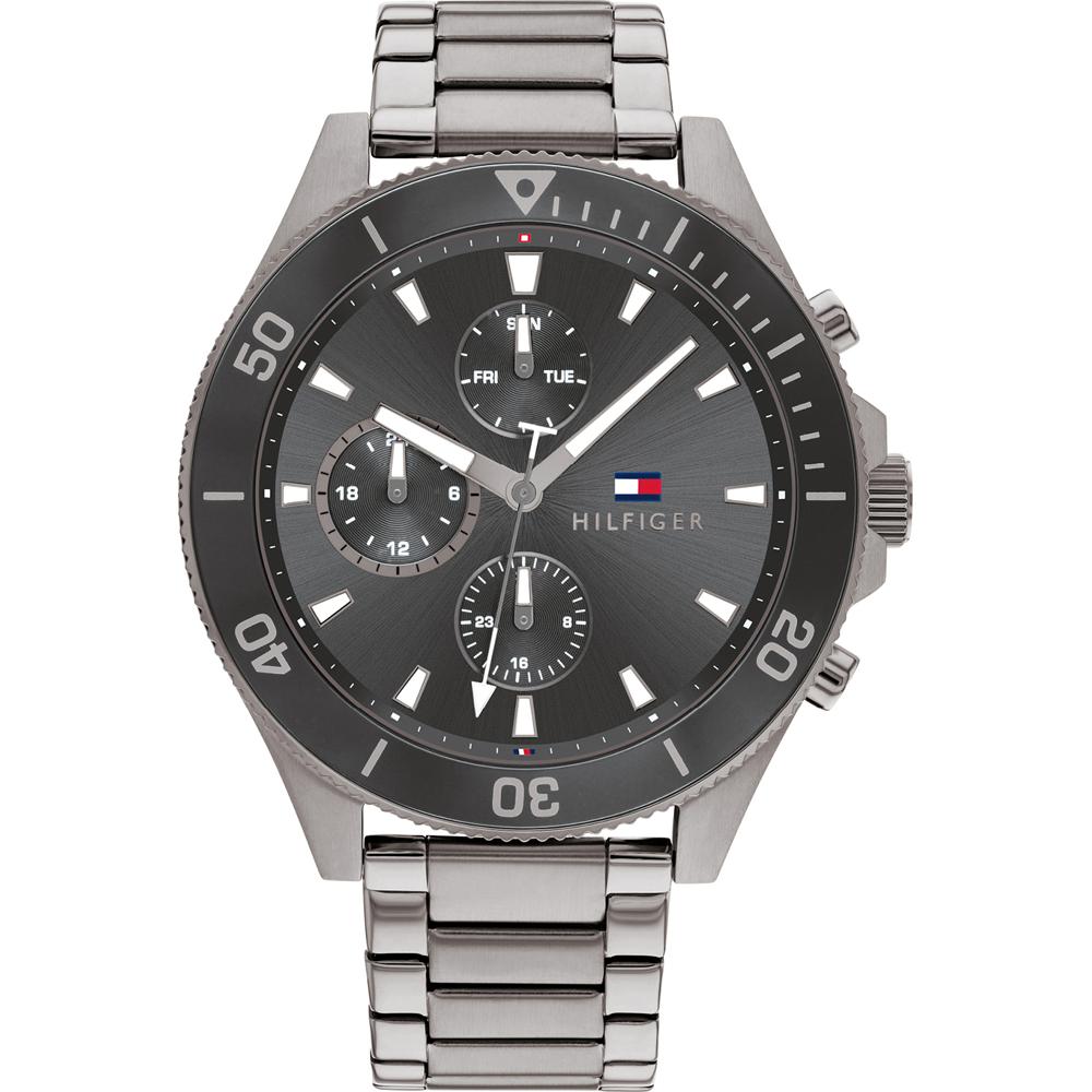 

Tommy Hilfiger Men s Chronograph Diver Watch Grey Dial Gunmetal Strap 1791918 серебряный