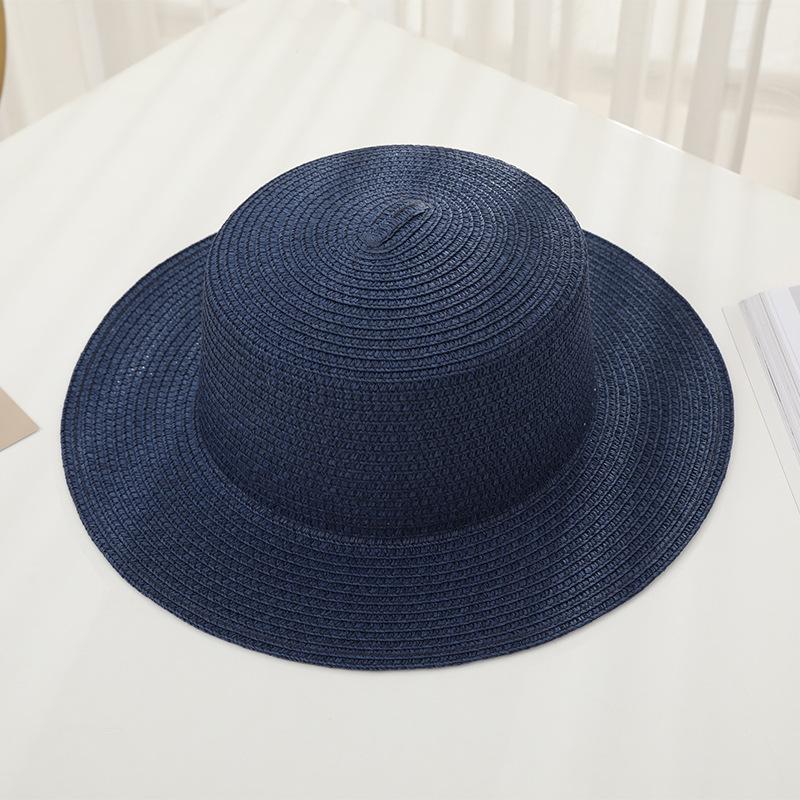 New Women's Summer UV Protection Sweet Ribbon Seaside Vacation Sunshade Bucket Hat Bow Large Brim Straw Hat