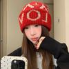 Fair Island style letter jacquard hat women's autumn and winter new warm knitted hat big head circumference wool hat headgear