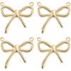 Beebeecraft 1 Box 6Pcs Bowknot Charms 14K Gold Plated 304 Stainless Steel Hollow Bowknot Links with 2 Holes for Necklace Jewelry Making (Hole: 1mm)