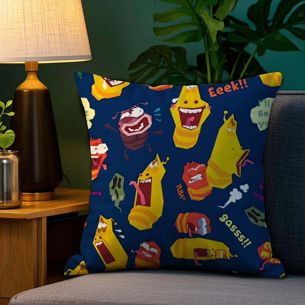 Funny L-Larva Cartoon Pillow Case Plush Fabric Soft Double Sided Print Sofa Cushion Cover Throw Pillow Covers