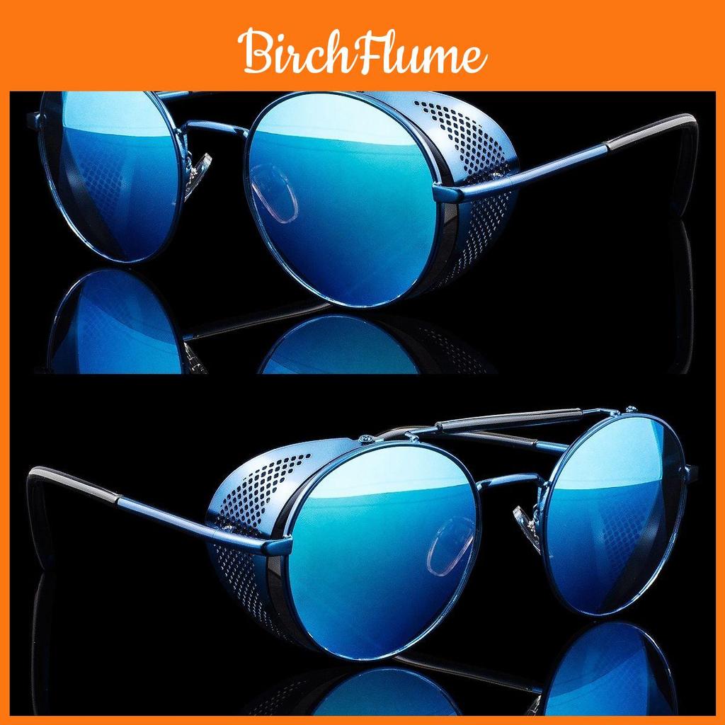 Occhiali da Sole Flip-up Steampunk Vintage Con Protezione Uv400 Elegante Montatura Rotonda