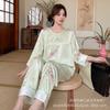 Summer Ice Silk Pajamas Women's New Chinese Style Jacquard Set Silk Satin High-end Light Luxury Loungewear