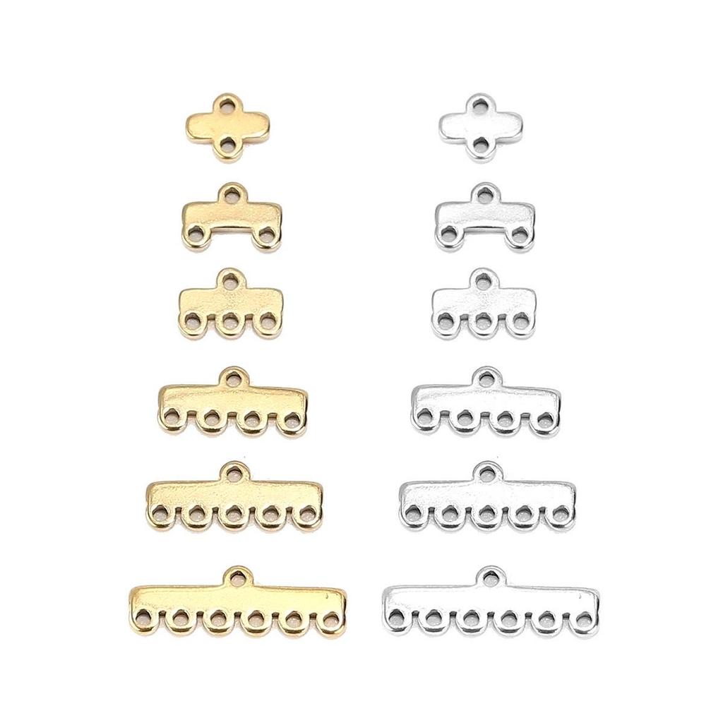 Stainless Steel Multi-Hole Pendant Necklace Charm for DIY Jewelry - 2, 3, or 4 Row Options