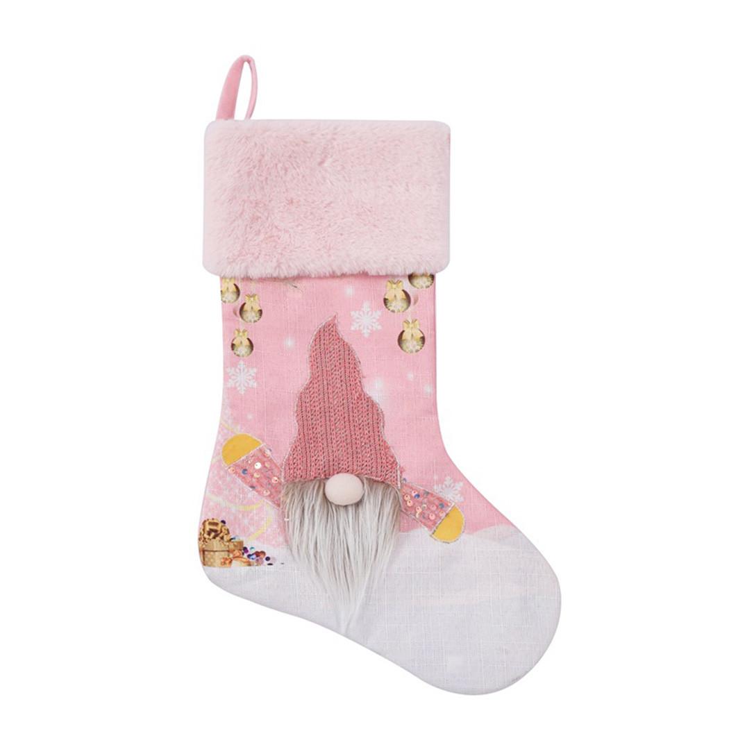

Decorative Christmas Glow Pink Socks Candy Bag for Gifts and Decor men style