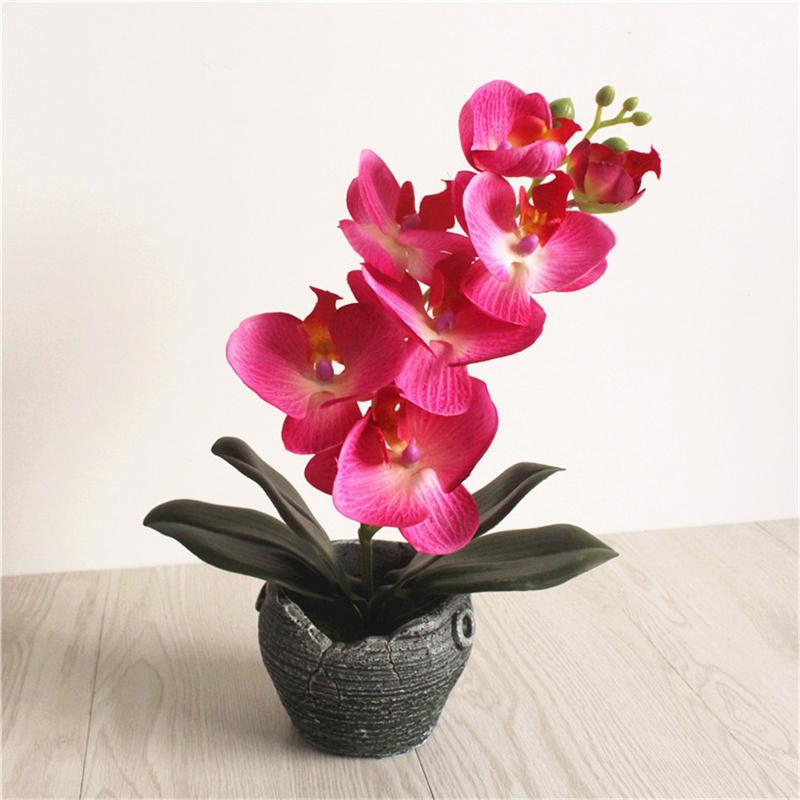 1 Pc Artificial Flower Bonsai Simulated Plants Butterfly Orchid Flower With Pot Office Home Desktop Decoration