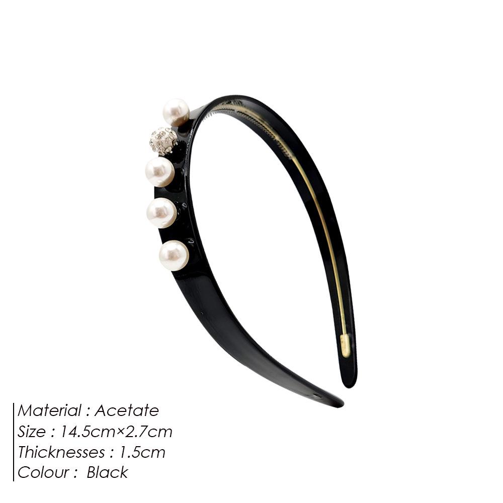 

eManco Original Pearl Acetate Headband - Elegant Korean-Style Summer Hair Accessory чёрный