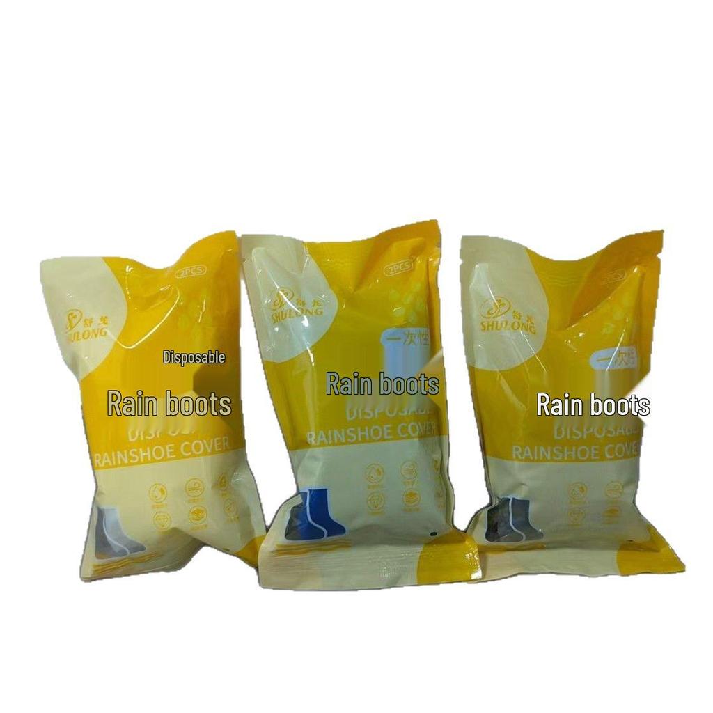 Blue Disposable PE Rain Boot Covers - Thick, Mid-High, Wear-Resistant, Waterproof Shoe Covers