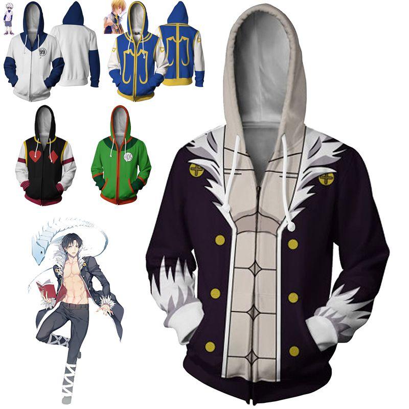 Hunter Hisoka Hunter Killua Zoldyck Zipper Jacket Cosplay Costume Hoodie Coat