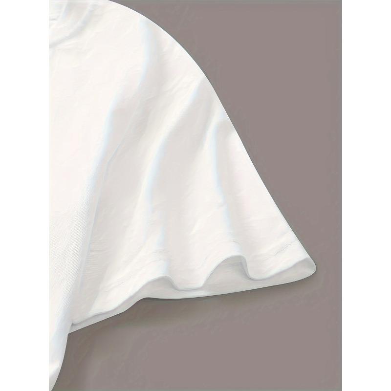 European Size Women's T-Shirt with Bunny Ears and Bow Decoration, Wooden Cross Print Round Neck Short Sleeve Top for Spring, Summer