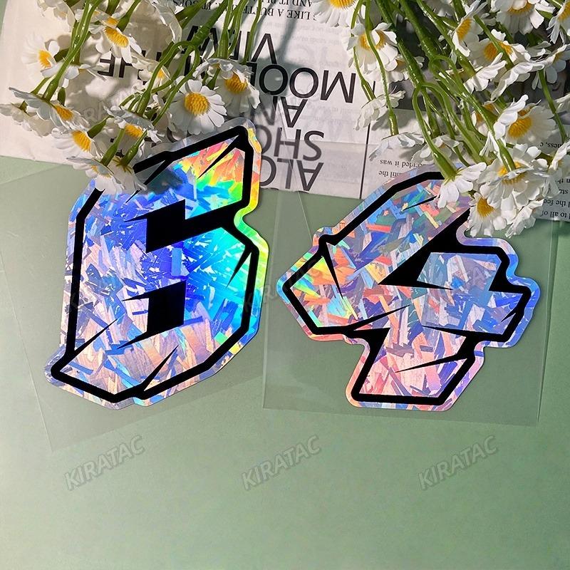 1PC Holographic Carbon Fiber Arabic Numerals Motorcycle Stickers Waterproof Vinyl Decals for BMW KTM YAMAHA Kawasaki Suzuk Honda