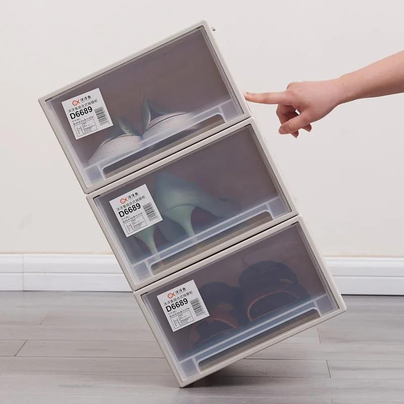 Transparent drawer style shoe box Plastic storage box Stackable No assembly required Dustproof and moisture-proof Storage items