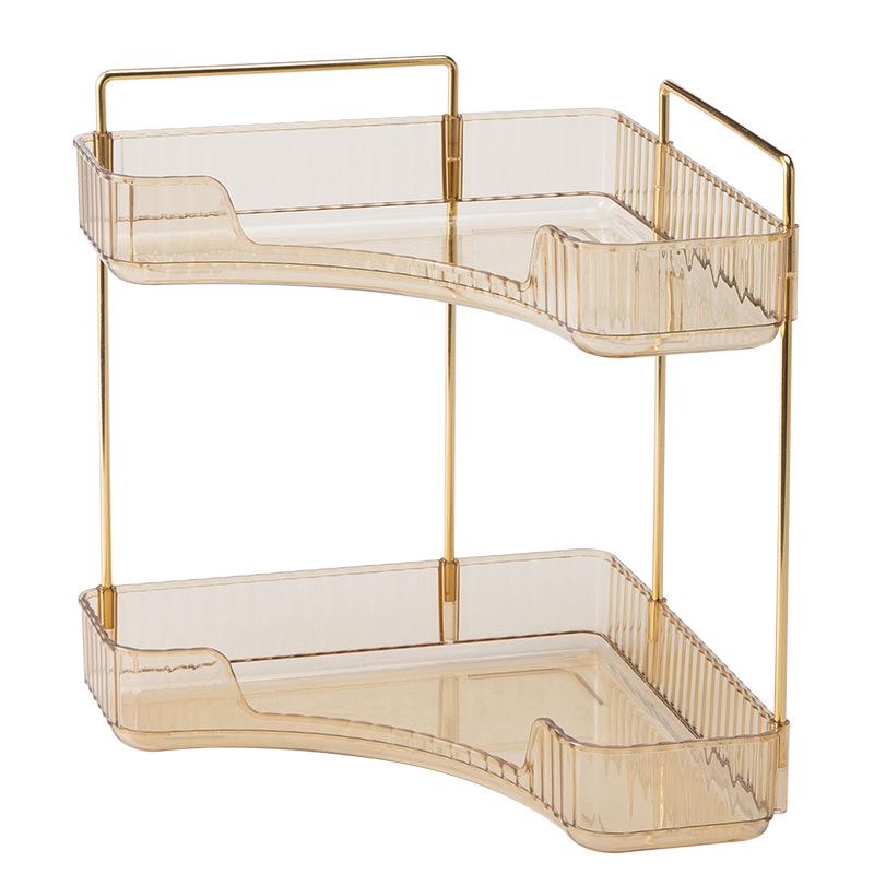 Light Luxury Double-Layer Bathroom Corner Shelf for Cosmetics - Model 3402