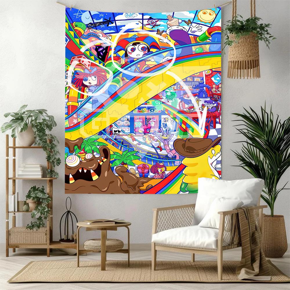 Digital Circus Wall Decor Tapestry Art For Pet Memorial Birthdaywedding Party Backdrop Family Gift