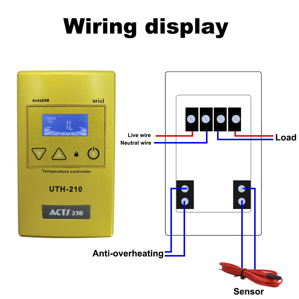 UTH-210 18A High Power Electric Heating Temperature Controller Electric Heating Film Sweat Room Intelligent Thermostat Yoga Room Thermostat