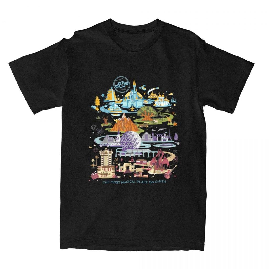 Walt  T-Shirts Men Women World 50th Anniversary Pure Cotton Tee Shirt Round Collar T Shirts Plus Size Tops