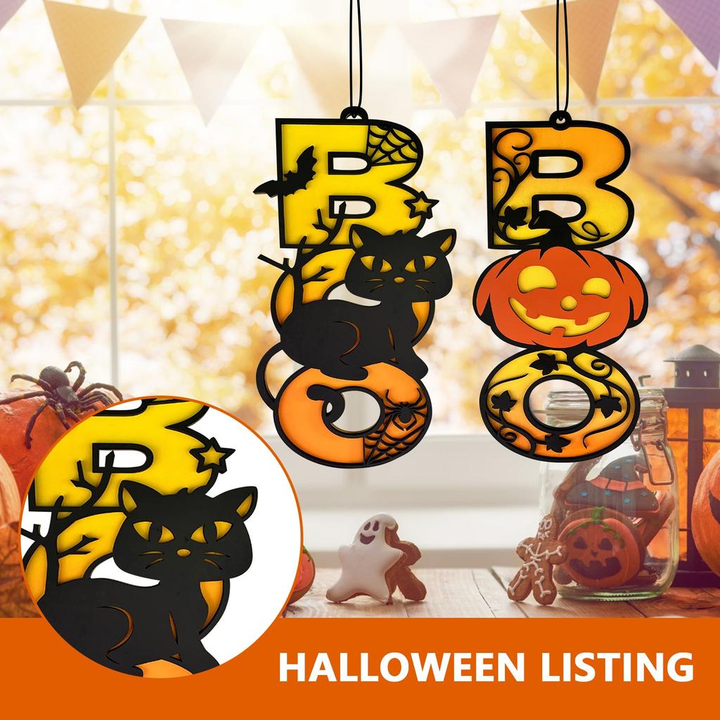 Halloween Hanging, Large Size Wooden Door Wall Sign, Ghost, Home Outdoor