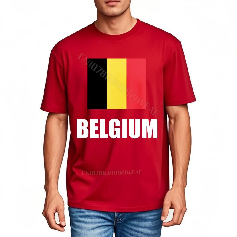 Lustiges T-Shirt Kurzarm Vintage T-Shirt Belgische Flagge Aufgedruckt Auf Hemd Mode Übergrößen T-Shirt Stilvolles Mode T-Shirt Marke