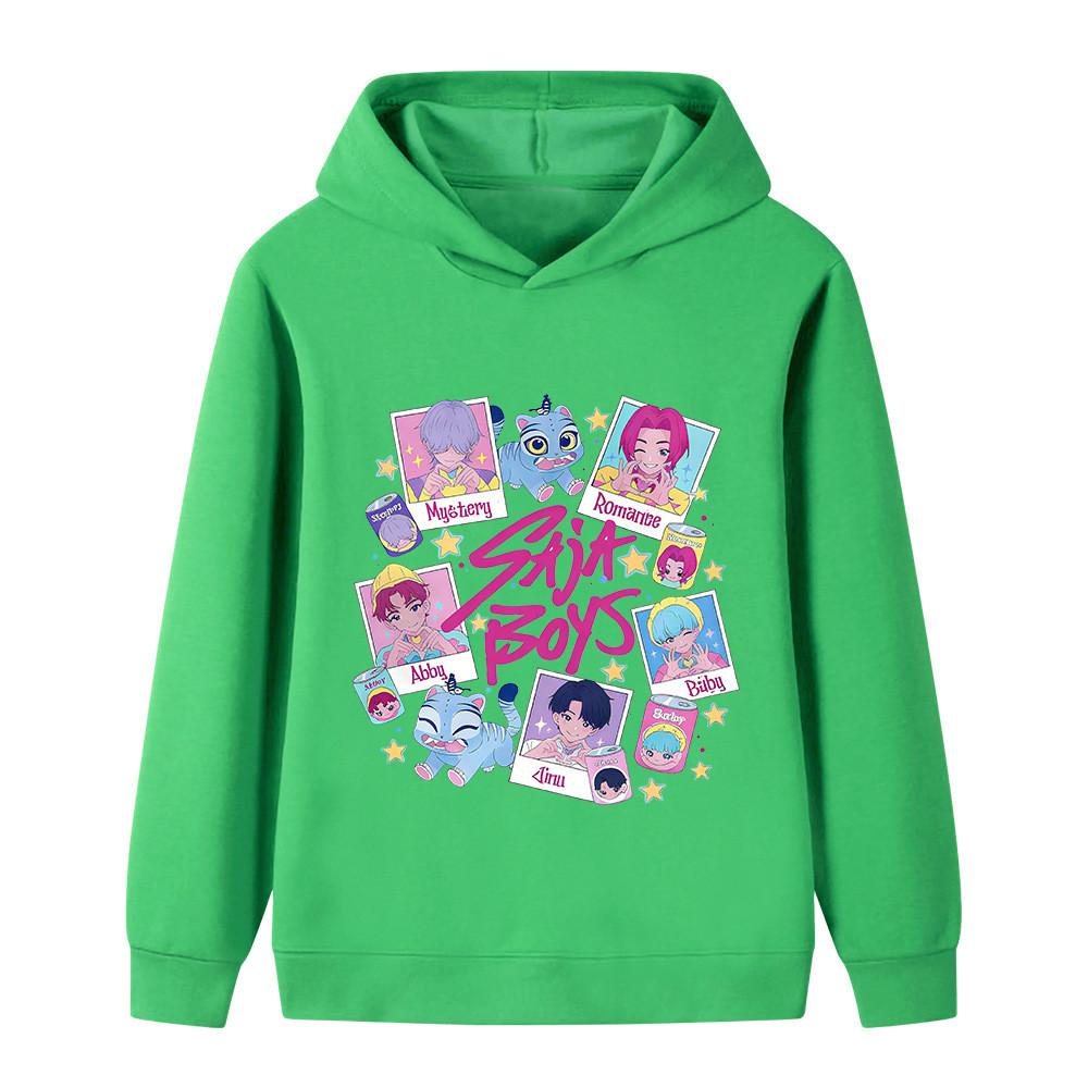 B1206 Kids Boys Girls Sajaboys Kpop Rumi Zoey Mira Print Long Sleeves Hoodie