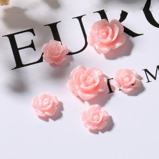 100Pcs/Set Nail Ornament Flower Shape Ice Penetration 3D Effect Resin Camellia Aurora White