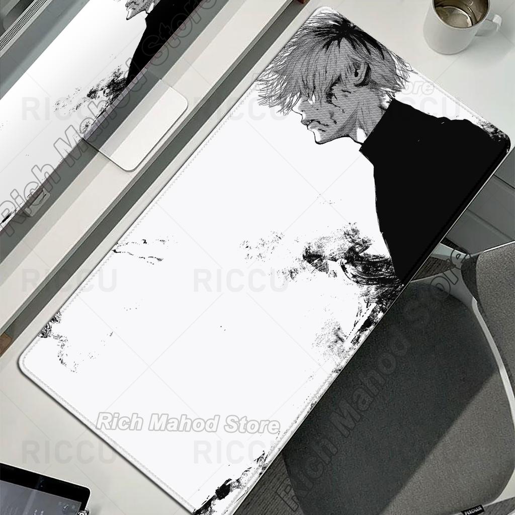 Black White Anime Desk Mat Tokyo Ghoul Mousepad Kaneki Ken Computer Gamer Non-slip Mouse Pad HD XXL PC Keyboard Desk Pad Playpad