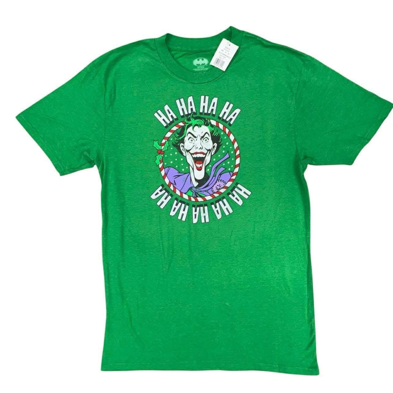Batman Joker HA HA HA Graphic T-Shirt Holiday Green Men s Size Large NEW W TAGS S