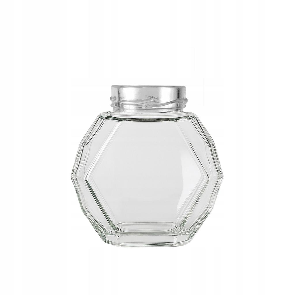 GUCIO Glazen Pot 200 ml voor Honing, Jam, Conserves Zeshoekige Glazen Potten