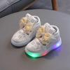 Kids Glowing Light Up Sneakers Girls Bowknot Princess Toddler Walking Sports Shoes