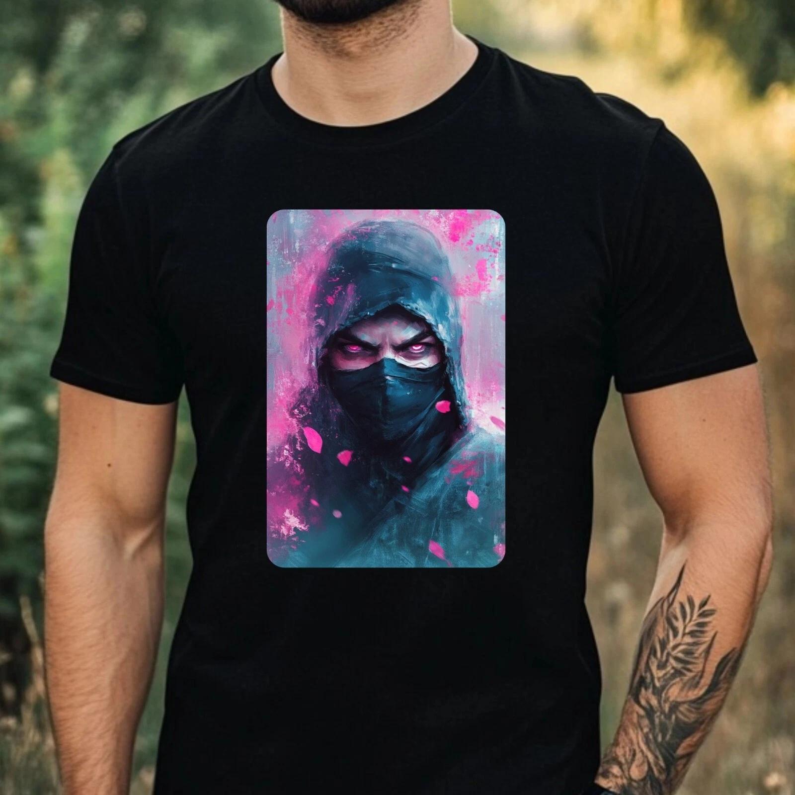 T-Shirt Herren Ninja Portrait Motiv Baumwolle Größe XS bis 5XL XXXXL